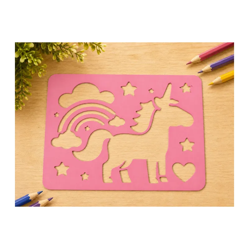 3D Baskı Unicorn ve Gökkuşağı Çizim Şablonu - Desen Kalıbı - Pembe