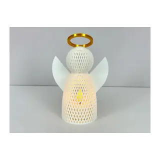 3D Baskı File Dokulu Melek Tealight Mumluk 14,5 cm Altın Haleli Dekoratif Fener Şamdan Masa Süsü