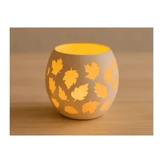 3D Baskı Yaprak Desenli Tealight Mumluk Sonbahar Yaprakları Kabartmalı Dekoratif Şamdan Masa Süsü