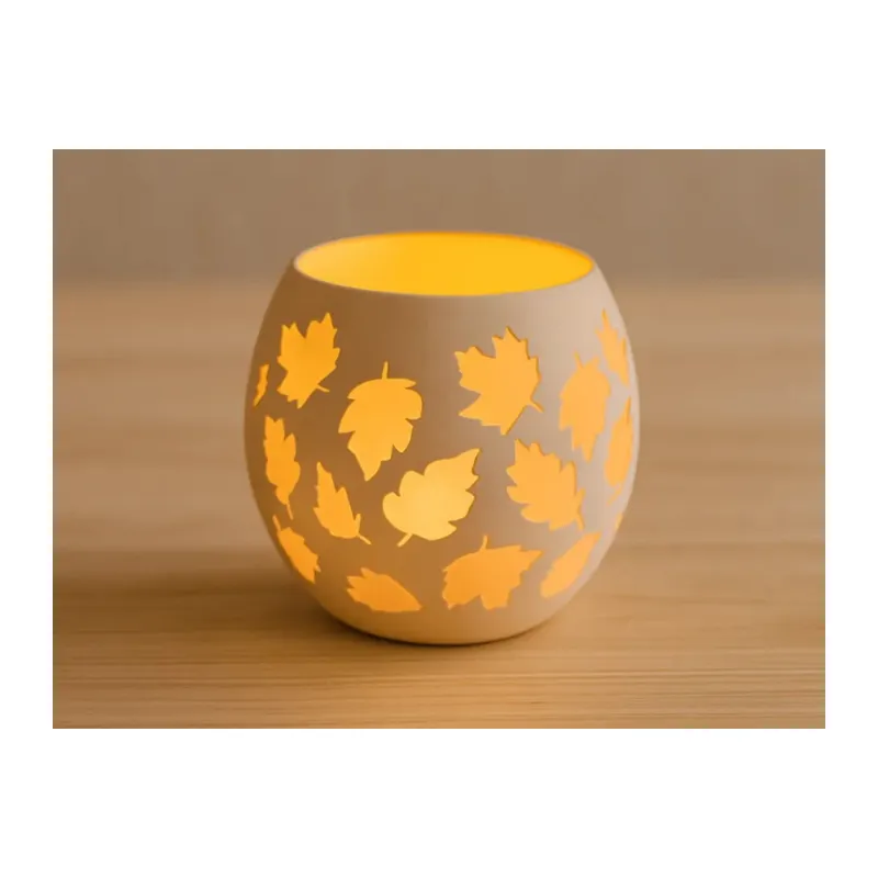 3D Baskı Yaprak Desenli Tealight Mumluk Sonbahar Yaprakları Kabartmalı Dekoratif Şamdan Masa Süsü