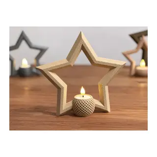 3D Baskı Yıldız Tealight Mumluk 18 cm Ayrı Mum Hazneli Dekoratif Yıldız Şamdan Yeni Yıl Masa Süsü