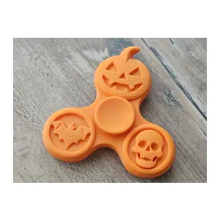 3D Baskı Balkabağı Yarasa ve Kurukafa Figürlü Fidget Spinner Turuncu