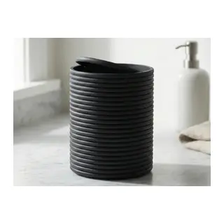 3D Baskı Mini Yivli Çöp Kutusu Sallanır Kapaklı Masaüstü Banyo Makyaj Masası Kovası 12x9 cm Antrasit