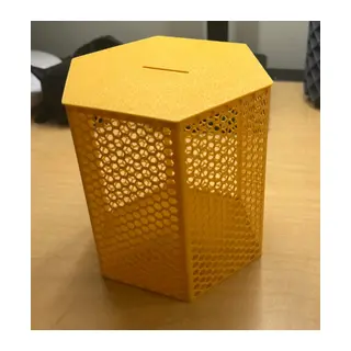 3D Baskı Petek Desenli Altıgen Kumbara Bal Peteği Dokulu Dekoratif Para Biriktirme Kutusu 12x12,5 cm