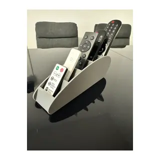 3D Baskı Beş Bölmeli Kumanda Standı Modern Masaüstü Kumanda Organizeri Sehpa ve Koltuk Yanı Düzenleyici Gri