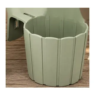 3D Baskı Askılı Balkon Saksısı Dikey Çizgili Dekoratif Çiçek ve Aromatik Bitki Saksısı - Adaçayı Yeşili