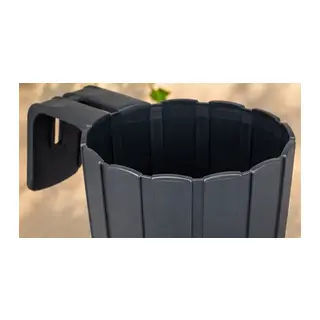 3D Baskı Askılı Balkon Saksısı Dikey Çizgili Dekoratif Çiçek ve Aromatik Bitki Saksısı - Antrasit