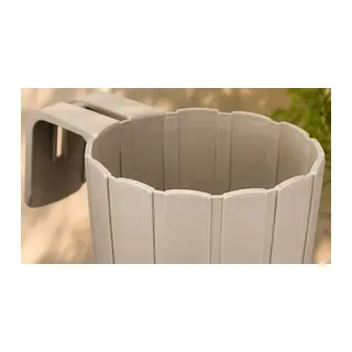 3D Baskı Askılı Balkon Saksısı Dikey Çizgili Dekoratif Çiçek ve Aromatik Bitki Saksısı - Bej
