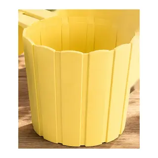 3D Baskı Askılı Balkon Saksısı Dikey Çizgili Dekoratif Çiçek ve Aromatik Bitki Saksısı - Sarı