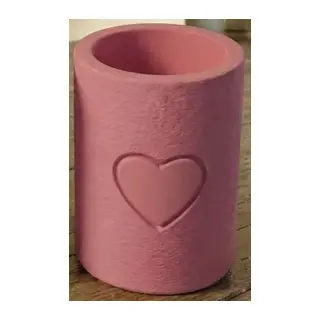 3D Baskı Kalp Motifli Silindir Kalemlik Makyaj Fırçası Organizeri Kabartma Kalpli Masaüstü - Pembe