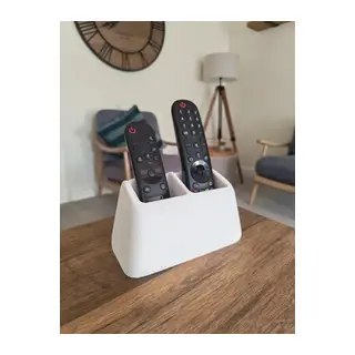 3D Baskı İki Kumandalık Kumanda Standı Sehpa ve Masa Üstü Kumanda Organizeri Dokulu Beyaz