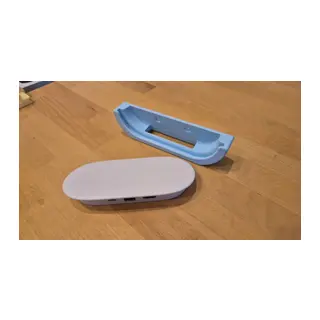 3D Baskı Duvar Montajlı Yatay Medya Oynatıcı Tutucu Kablo Çıkışlı Duvar Askısı Oval Cihaz Standı - Mavi