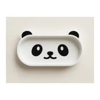 3D Baskı Panda Gözlük Tepsisi Sevimli Masaüstü Gözlük Tutucu ve Kalemlik Tepsisi Beyaz Siyah