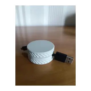 3D Baskı Yuvarlak Kablo Düzenleyici Şarj ve USB Kablo Sarıcı Lastik Desenli Kablo Toplayıcı Gri