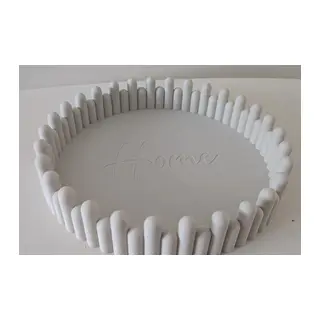 3D Baskı Dalgalı Çit Kenarlı Dekoratif Tepsi Home Yazılı Yuvarlak Sunum ve Düzenleyici Tepsi Beyaz