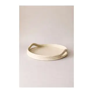 3D Baskı Dalgalı Kenarlı Mini Tepsi Masaüstü Organizer Saat Takı ve Bozuk Para Tepsisi Krem