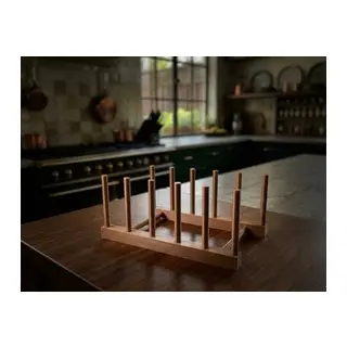 3D Baskı Tabak Standı Şık Tabak Düzenleyici Dikey Tabak Rafı Çıkarılabilir Yuvalı Mutfak Standı - Ahşap Rengi