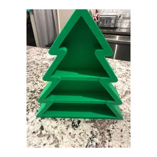 3D Baskı Yılbaşı Ağacı Şeklinde Bölmeli Sunum Tepsisi Çerezlik ve Peynir Tabağı Yeşil