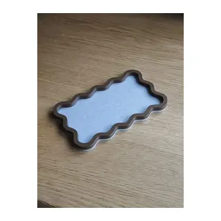 3D Baskı Dalgalı Kenarlı İki Renkli Mini Tepsi Masaüstü Organizer Takı ve Anahtar Tepsisi - Kahverengi Mavi