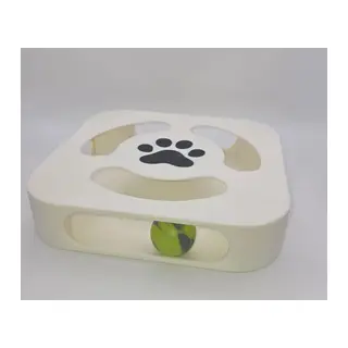 3D Baskı Etkileşimli Kedi Oyuncağı Pati Desenli Toplu Zeka Oyuncağı Kare Toplu Parkur Krem Siyah