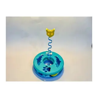 3D Baskı Kedi Ödül Bulmacası Yaylı Kedi Başlı Zeka Oyuncağı Kedi Nanesi Bölmeli Turkuaz Sarı