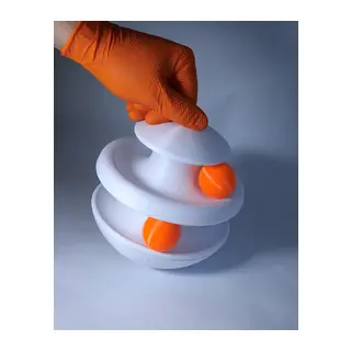 3D Baskı İki Toplu Kedi Oyuncağı Kule Etkileşimli Kedi Oyun Kulesi Toplu Parkur - Beyaz