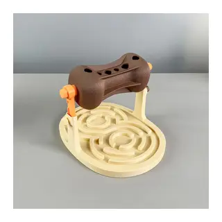 3D Baskı Labirentli Köpek ve Kedi Zeka Oyuncağı Dönen Ödül Silindirli Yavaş Yeme Aktivite - Kahverengi Krem