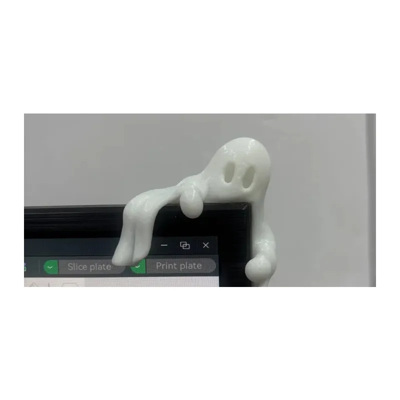 3D Baskı Monitör Kenarı Hayalet Figürü Masaüstü Dekoratif Hayalet Cadılar Bayramı Ekran Süsü Beyaz
