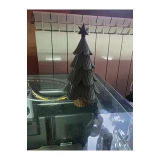 3D Baskı Japandi Tarzı Yılbaşı Çam Ağacı Seti Dilimli İki Boy Dekoratif Ağaç Masa ve Raf Süsü - Yeşil