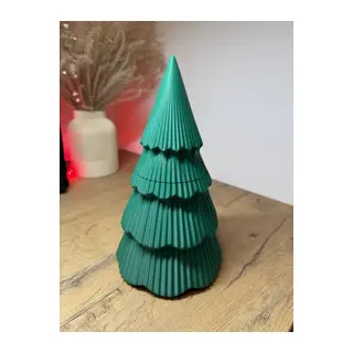3D Baskı Yılbaşı Ağacı Şeklinde Gizli Hazneli Şeker ve Hediye Kutusu Kapaklı Süs Kutusu Yeşil