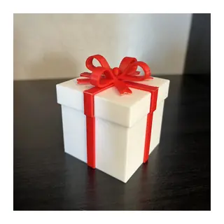 3D Baskı Kapağı Açılabilir Hediye Kutusu Kurdele Detaylı Mini Sürpriz Kutusu Beyaz Kırmızı