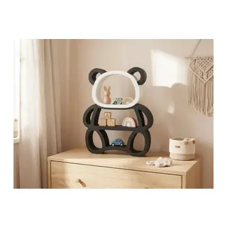 3D Baskı Panda Şeklinde Duvar ve Masa Rafı Çocuk Odası Oyuncak Rafı Siyah Beyaz Panda Kitaplık