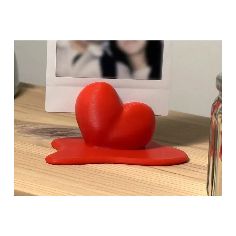 3D Baskı Eriyen Kalp Fotoğraf Tutucu Anlık Fotoğraf Standı Kalp Formlu Masaüstü Fotoğraf Tutacağı Kırmızı