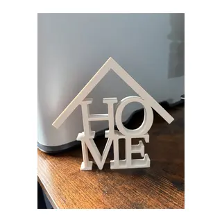 3D Baskı HOME Yazılı Çatılı Dekoratif Masa Süsü Minimalist Ev Yazısı Raf ve Sehpa Dekoru Beyaz