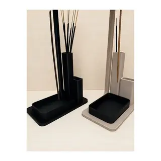 3D Baskı Çubuk Tütsü Tutucu Küllüklü Tütsülük Çakmaklı Bölmeli Tütsü Standı Siyah
