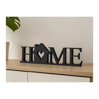 3D Baskı Kalpli HOME Yazılı Dekoratif Masa Süsü Ev Yazısı Raf ve Konsol Dekoru Siyah