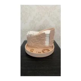 3D Baskı Çiçek Kabartmalı Makyaj Pamuğu ve Kulak Çubuğu Tutucu Takı Tepsili Banyo Düzenleyici - Pembe