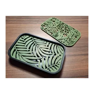 3D Baskı Yaprak Desenli Sabunluk Süzdürmeli Monstera Palmiye Yaprak Desenli Banyo Sabun Kabı