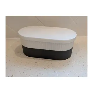 3D Baskı İki Rulo Tuvalet Kağıdı Saklama Kutusu Kapaklı Çizgili Banyo Organizeri Minimalist - Beyaz Kapak