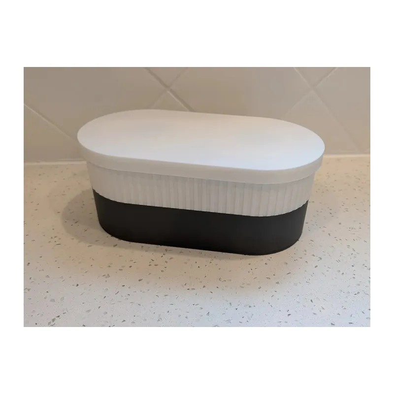 3D Baskı İki Rulo Tuvalet Kağıdı Saklama Kutusu Kapaklı Çizgili Banyo Organizeri Minimalist - Beyaz Kapak
