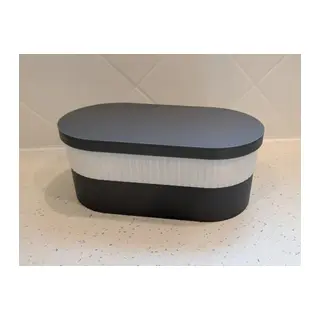 3D Baskı İki Rulo Tuvalet Kağıdı Saklama Kutusu Kapaklı Çizgili Banyo Organizeri Minimalist - Siyah Kapak
