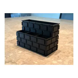 3D Baskı Tuğla Görünümlü Kumanda Standı Çok Bölmeli Masaüstü Kumanda ve Düzenleyici Siyah