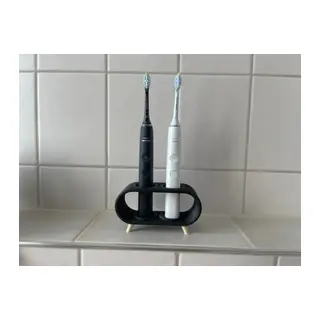 3D Baskı Elektrikli Diş Fırçası Standı Çift Diş Fırçalık Ayaklı Modern Banyo Diş Fırçası Tutucu Siyah