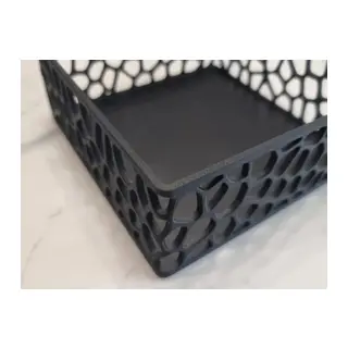 3D Baskı Organik Desenli Peçetelik Kokteyl Peçete Tutucu 12,5x12,5 cm Delikli Peçete Standı - Siyah