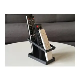 3D Baskı Üç Bölmeli Basamaklı Kumanda Standı Modern Kumanda Tutucu Siyah