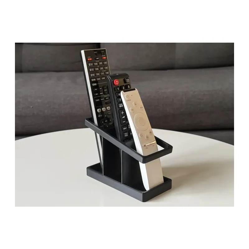 3D Baskı Üç Bölmeli Basamaklı Kumanda Standı Modern Kumanda Tutucu Siyah