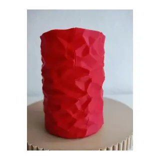 3D Baskı Buruşuk Kağıt Görünümlü Kalemlik Modern Masaüstü Organizer Dokulu Kalem Tutucu 10 cm - Kırmızı