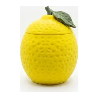 3D Baskı Limon Şeklinde Kapaklı Saklama Kabı Dokulu Limon Kavanoz Dekoratif Meyve Kutusu Sarı