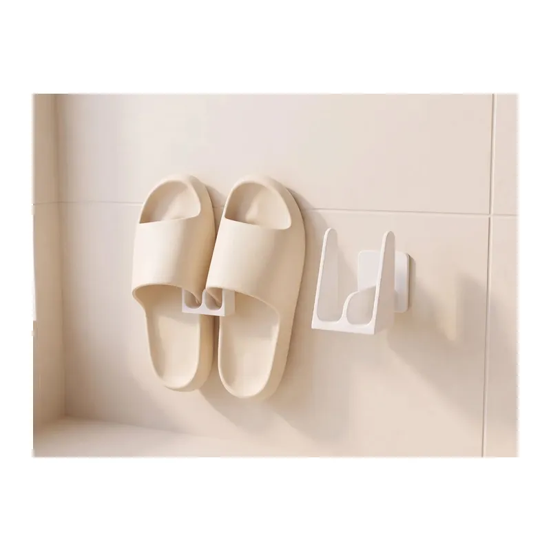 3D Baskı Duvara Monte Banyo Terlik Askısı Minimalist Terlik Rafı Delmeden Yapıştırmalı Beyaz