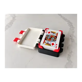 3D Baskı İki Deste Oyun Kartı Saklama Kutusu Kilitli Kapaklı Kart Kutusu Beyaz Siyah Kırmızı
